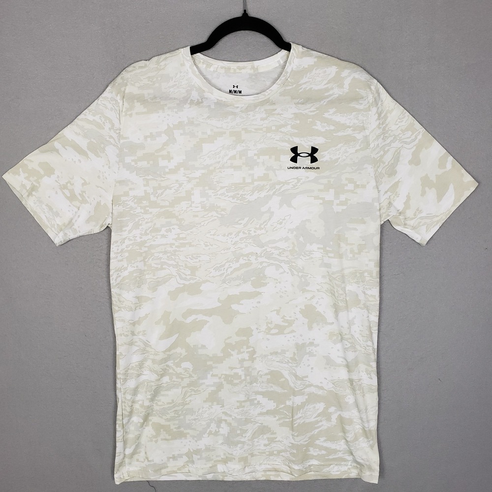 Under Armour ABC Camo Short Sleeve Tee Shirt Stone Camouflage Activewear Loose M